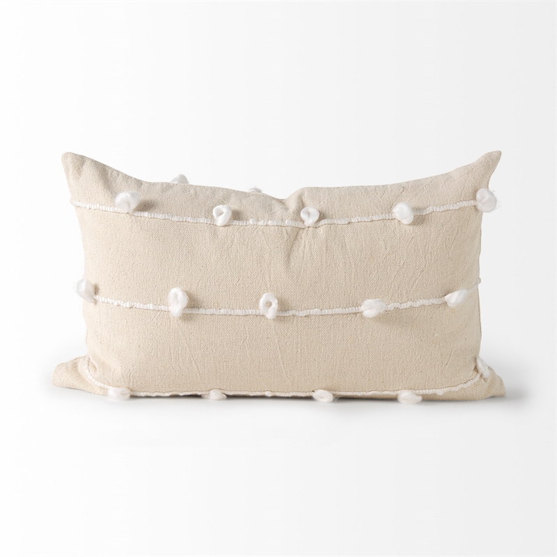 Pemberly Row 13x21 Cream With White Detail Decorative Pillow Cover