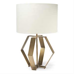 Pemberly Row 26&quotH Gold Metal Base with Cream Fabric Shade Table Lamp