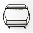 Pemberly Row Contemporary Black Metal And Glass Two Tier Bar Cart