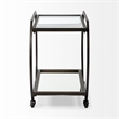 Pemberly Row Contemporary Black Metal And Glass Two Tier Bar Cart