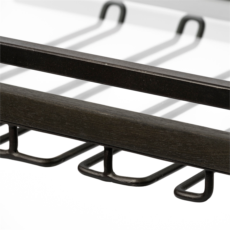 Pemberly Row Contemporary Black Metal And Glass Two Tier Bar Cart