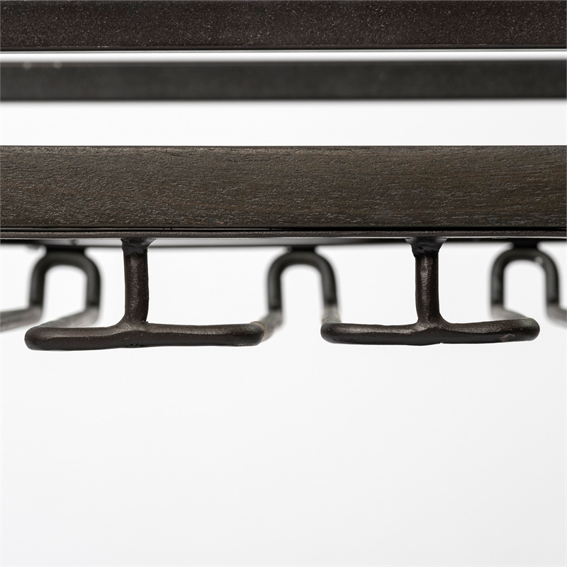 Pemberly Row Contemporary Black Metal And Glass Two Tier Bar Cart