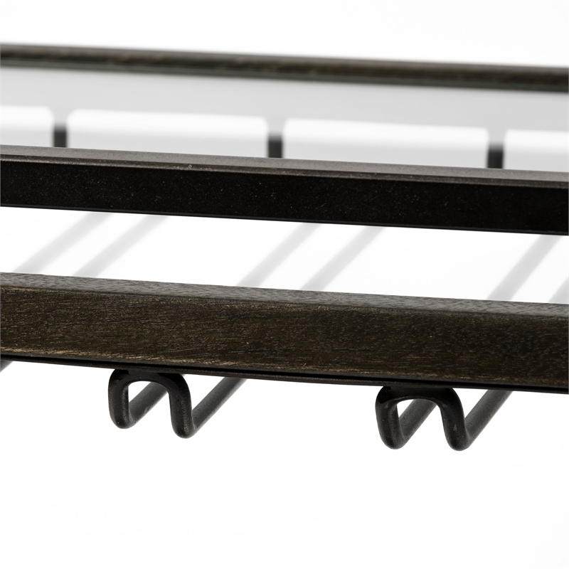 Pemberly Row Contemporary Black Metal And Glass Two Tier Bar Cart