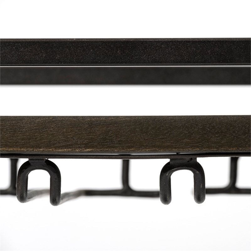 Pemberly Row Contemporary Black Metal And Glass Two Tier Bar Cart