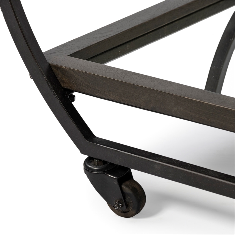 Pemberly Row Contemporary Black Metal And Glass Two Tier Bar Cart