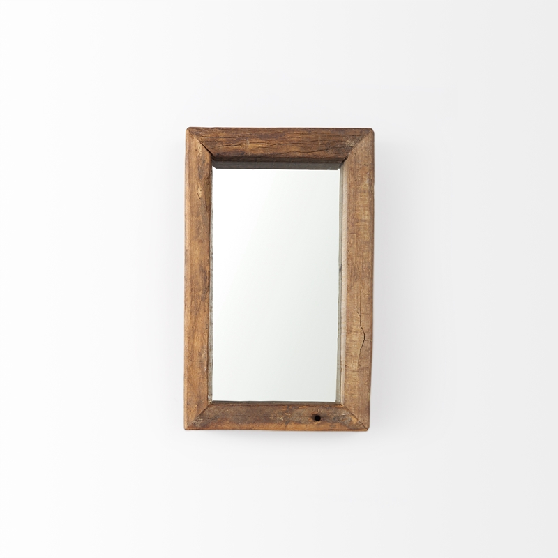 Pemberly Row 12Lx2W X7H Small Brown Wood Frame Rectangular Wall Mirror