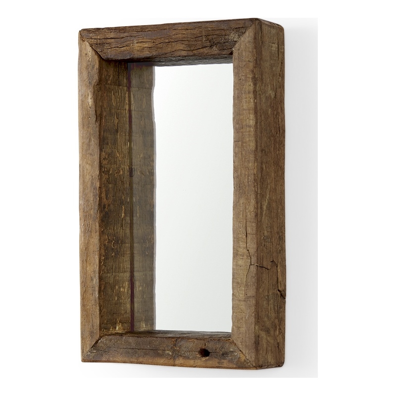 Pemberly Row 12Lx2W X7H Small Brown Wood Frame Rectangular Wall Mirror