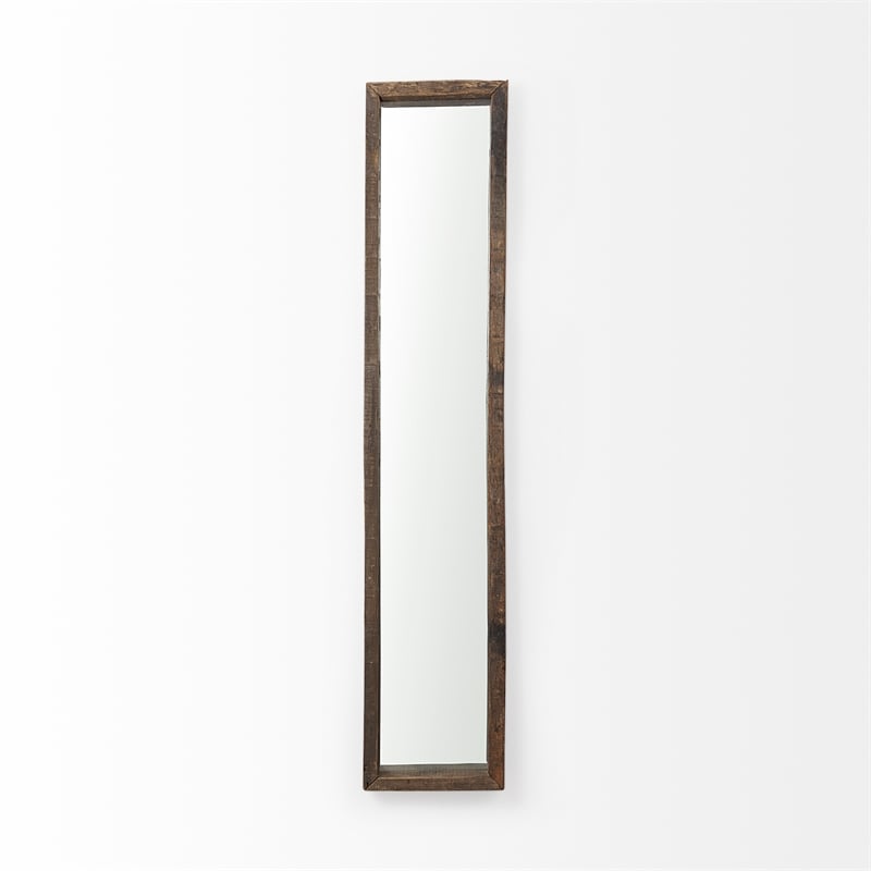 Pemberly Row 12Lx2Wx59H Brown Wood Frame Rectangular Wall Mirror