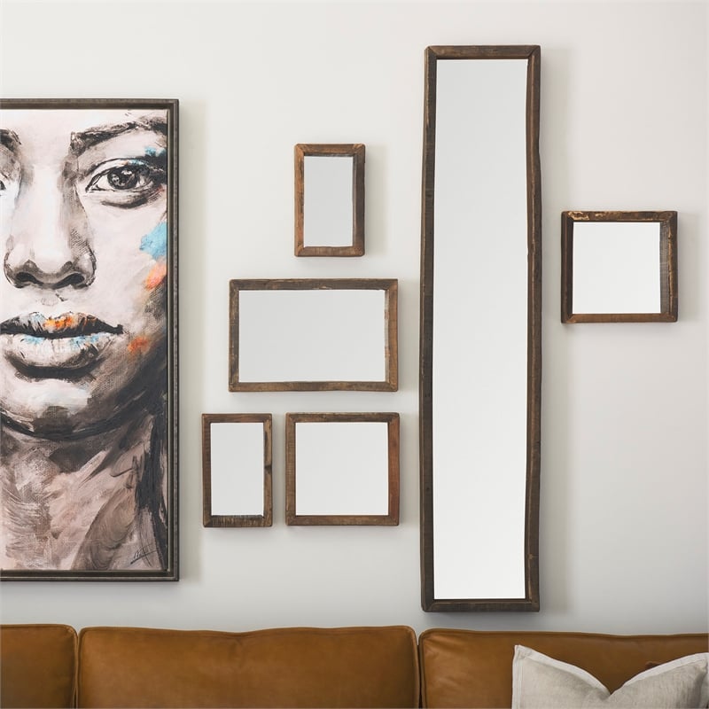 Pemberly Row 12Lx2Wx59H Brown Wood Frame Rectangular Wall Mirror