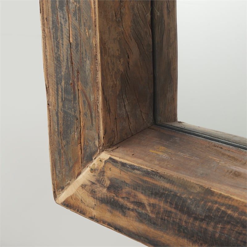 Pemberly Row Contemporary 28x48 Brown Wood Frame Rectangular Wall Mirror