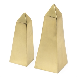 Pemberly Row Contemporary 4Lx4W Gold Elongated Pyramids (Set of 2)