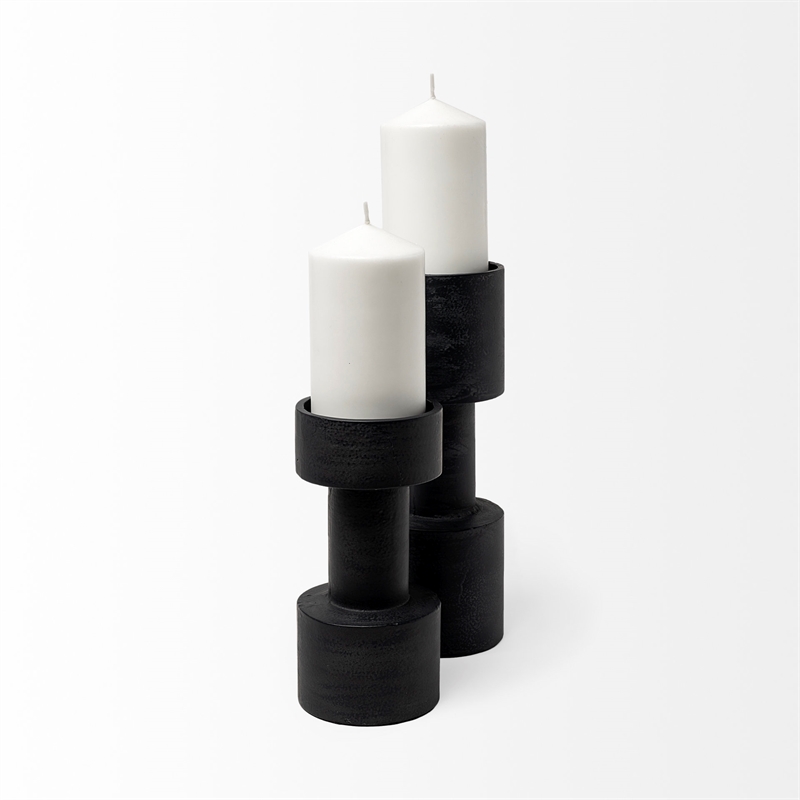 Pemberly Row 3.9Lx3.9Wx10.6H Black Metal Table Candle Holders