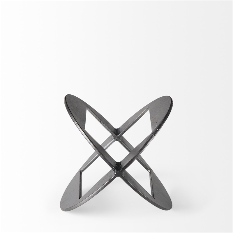 Pemberly Row Black Iron Small Gunmetal Geometric Decorative Object