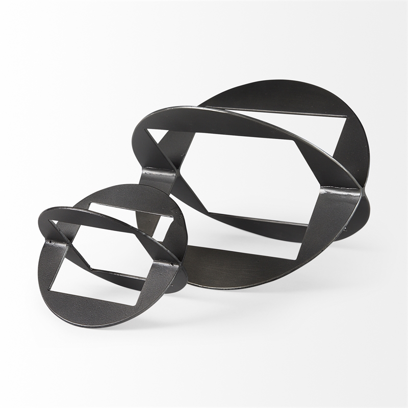 Pemberly Row Black Iron Small Gunmetal Geometric Decorative Object