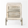 Pemberly Row 20Lx18Wx26H White Wood with Gold Metal Frame End/Side Table