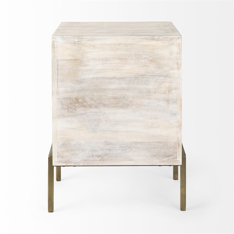 Pemberly Row 20Lx18Wx26H White Wood with Gold Metal Frame End/Side Table