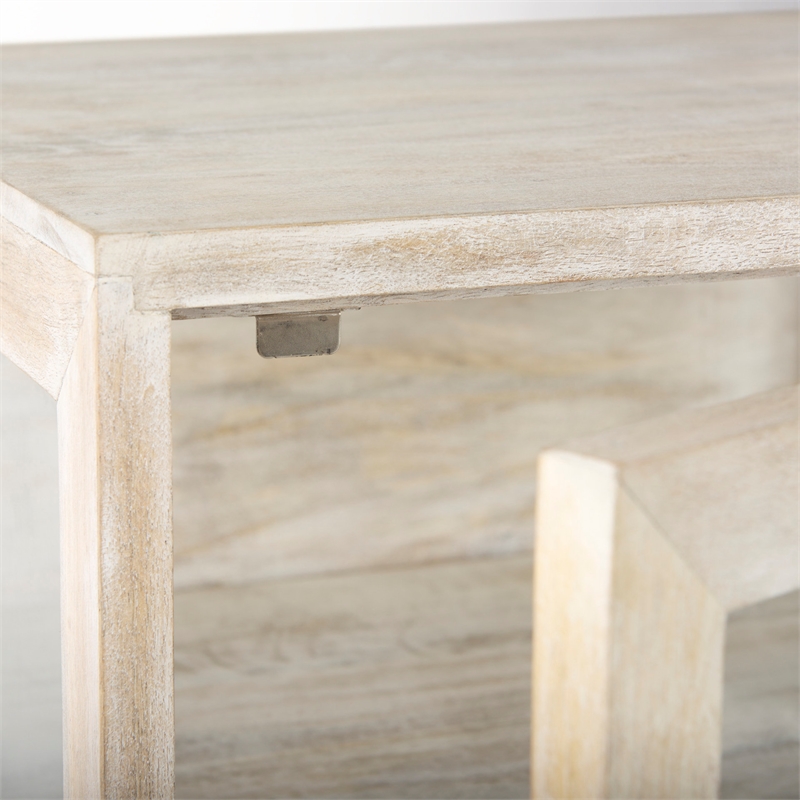 Pemberly Row 20Lx18Wx26H White Wood with Gold Metal Frame End/Side Table