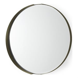 Pemberly Row Modern / Contemporary 24.4&quot Gold Metal Round Mirror