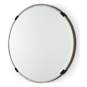 Pemberly Row Contemporary 23&quot Small Round Gold Metal Wall Mirror