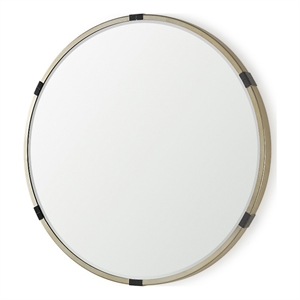 Pemberly Row Contemporary 28.5&quot Medium Round Gold Metal Wall Mirror