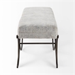 Pemberly Row Dark Gray Fabric Seat with Dark Nickel Metal Frame Bench