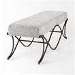 Pemberly Row Dark Gray Fabric Seat with Dark Nickel Metal Frame Bench