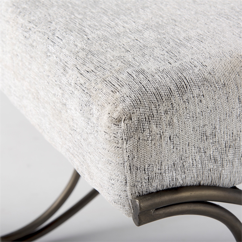 Pemberly Row Dark Gray Fabric Seat with Dark Nickel Metal Frame Bench