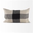 Pemberly Row 13Lx21W Beige And Black Fabric Plaid Decorative Pillow Cover