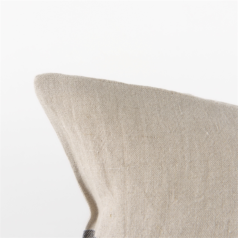 Pemberly Row 13Lx21W Beige And Black Fabric Plaid Decorative Pillow Cover