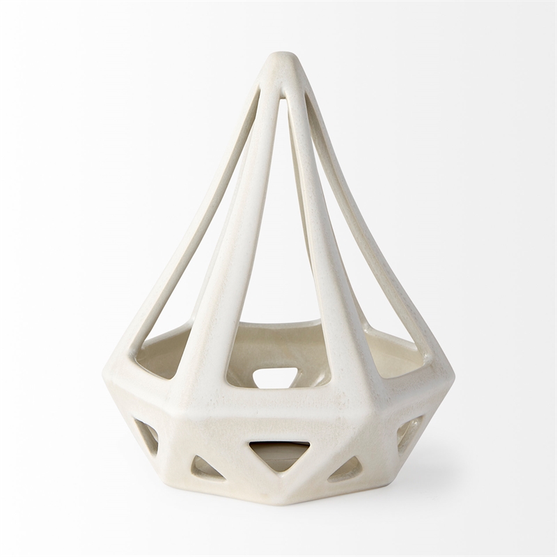 Pemberly Row Contemporary 7.7Lx7.7Wx9.4H White Geometric Ceramic Object