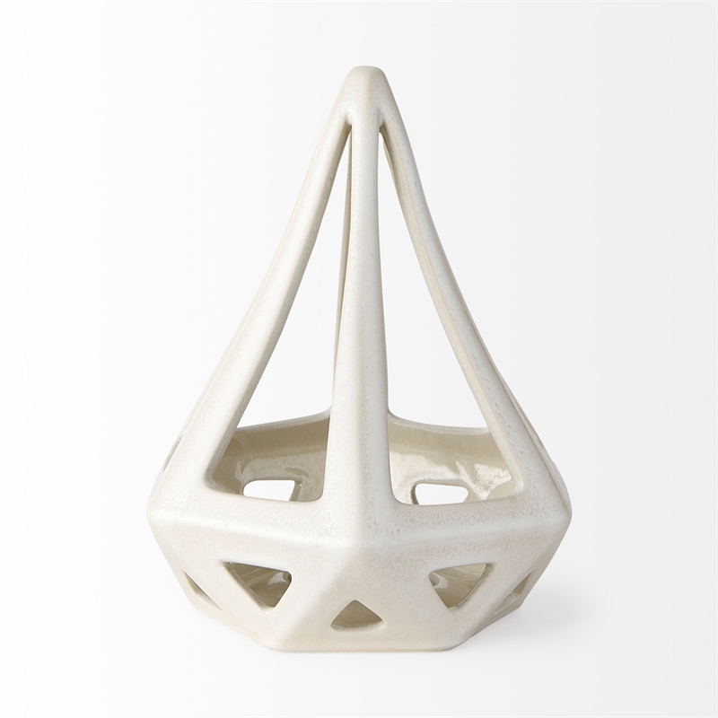 Pemberly Row Contemporary 7.7Lx7.7Wx9.4H White Geometric Ceramic Object