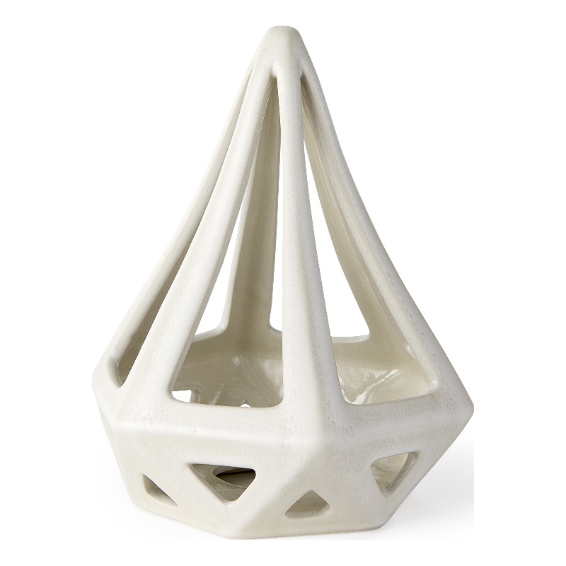 Pemberly Row Contemporary 7.7Lx7.7Wx9.4H White Geometric Ceramic Object