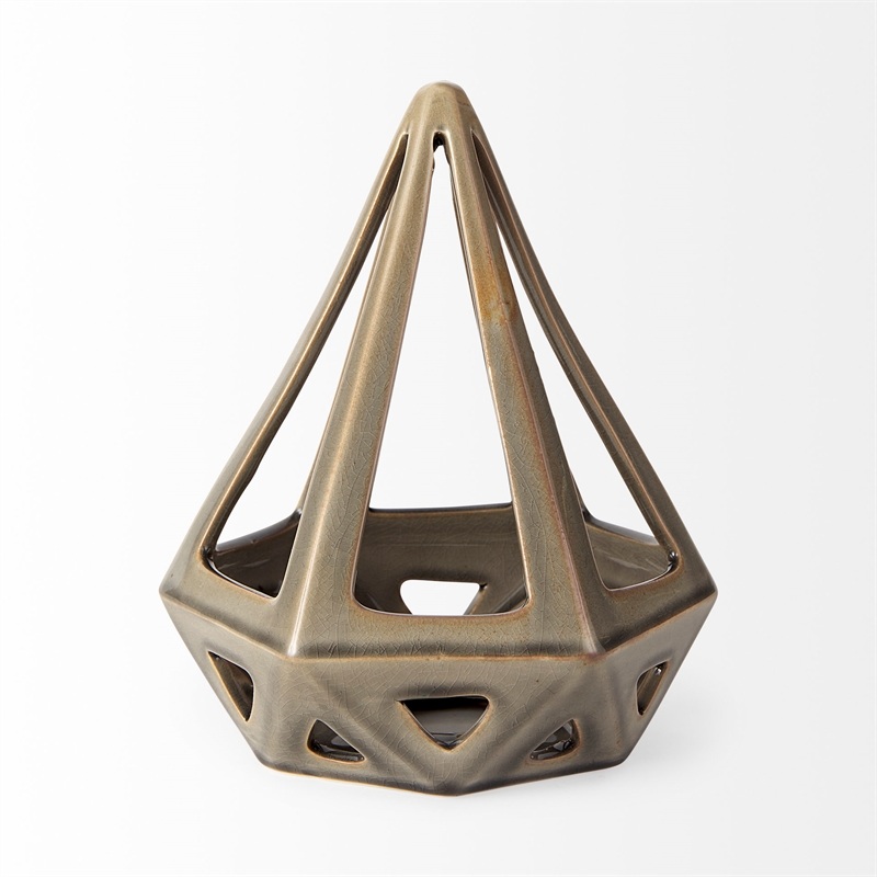 Pemberly Row Contemporary 7.7Lx7.7Wx9.4H Bronze Geometric Ceramic Object