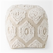 Pemberly Row Contemporary 16Lx16Wx16H Cream/Beige Patterned Cotton Pouf