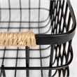 Pemberly Row Matte Black Metal with Rope Trim Rectangular Baskets in Set of 2