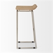 Pemberly Row 14Lx15.8Wx31.8H Brown Wood with Silver Metal Frame Barstool