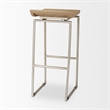 Pemberly Row 14Lx15.8Wx31.8H Brown Wood with Silver Metal Frame Barstool