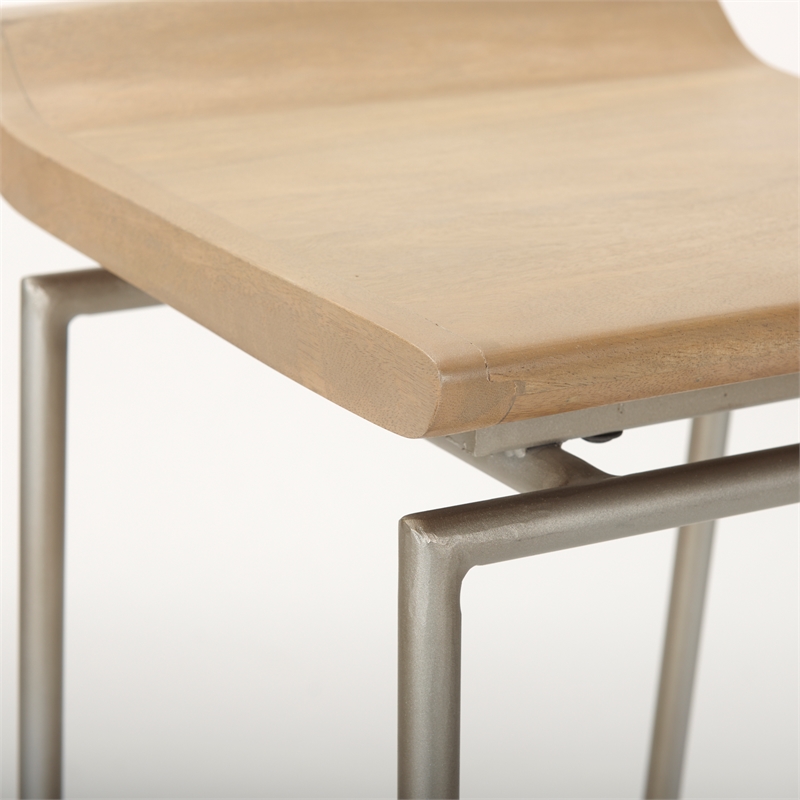 Pemberly Row 14Lx15.8Wx31.8H Brown Wood with Silver Metal Frame Barstool