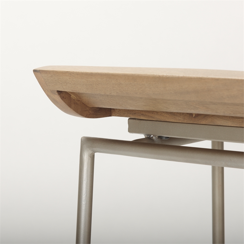 Pemberly Row 14Lx15.8Wx31.8H Brown Wood with Silver Metal Frame Barstool