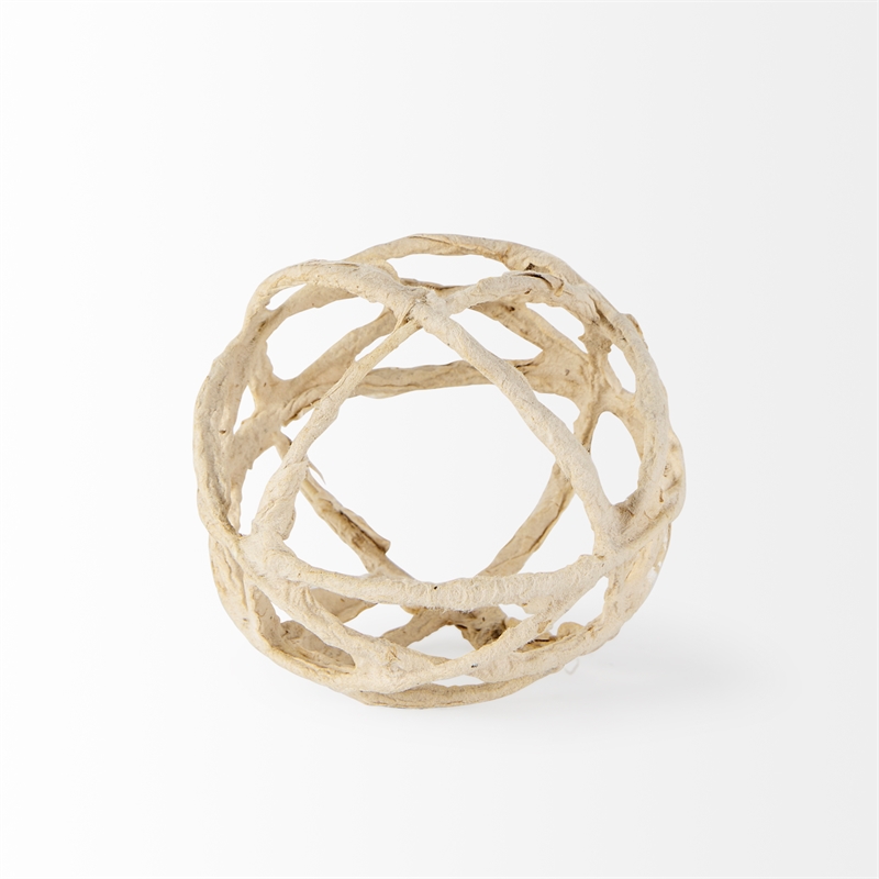 Pemberly Row 4.5Lx4.5Wx4.5H Small Beige Decorative Metal And Paper Object