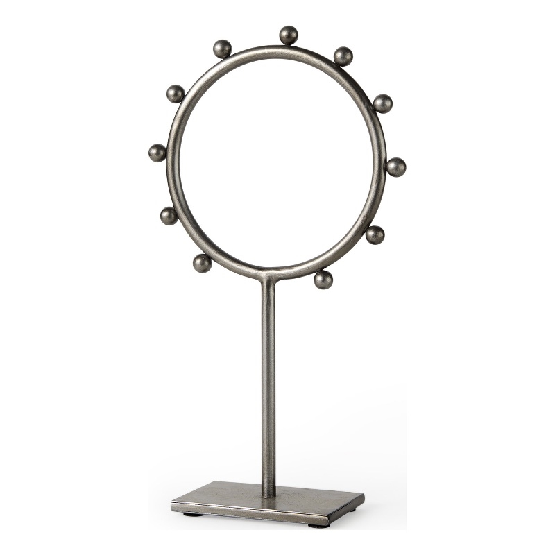 Pemberly Row 7.5Lx3Wx13.2H Small Studded Hoop Object in Gunmetal