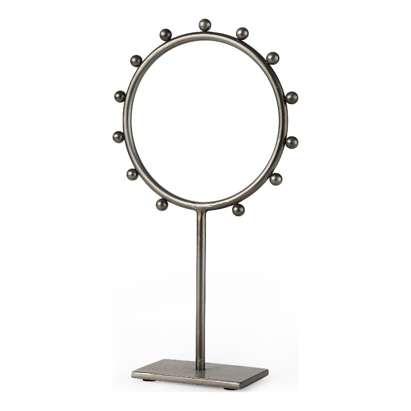 Pemberly Row 8.3Lx3Wx15H Large Studded Hoop Object in Gunmetal