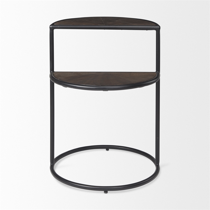 Pemberly Row 20.5Lx20.5Wx24.4H Brown Wood with Black Metal End Table