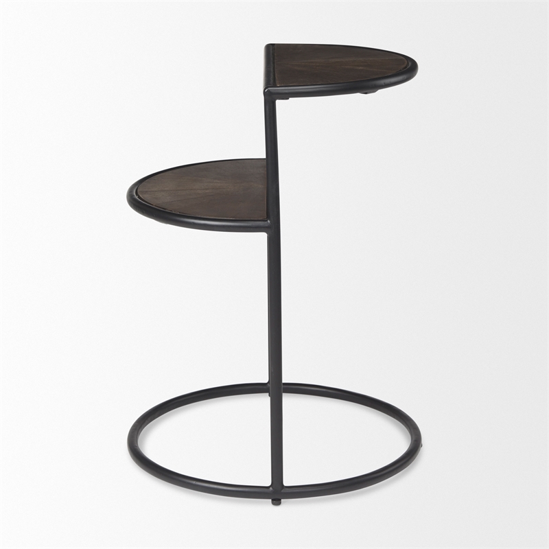 Pemberly Row 20.5Lx20.5Wx24.4H Brown Wood with Black Metal End Table