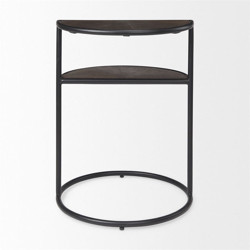 Pemberly Row 20.5Lx20.5Wx24.4H Brown Wood with Black Metal End Table