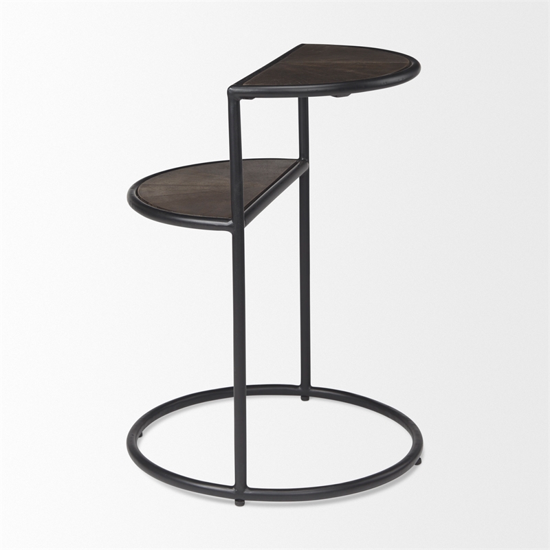 Pemberly Row 20.5Lx20.5Wx24.4H Brown Wood with Black Metal End Table