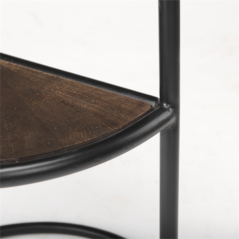 Pemberly Row 20.5Lx20.5Wx24.4H Brown Wood with Black Metal End Table