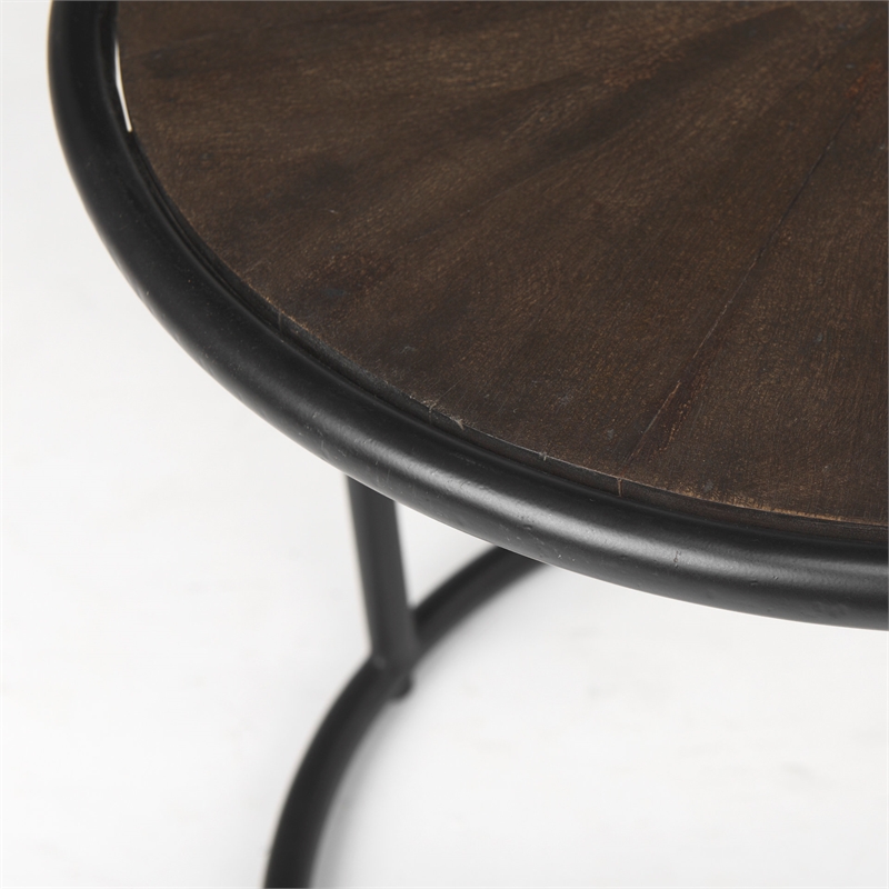 Pemberly Row 20.5Lx20.5Wx24.4H Brown Wood with Black Metal End Table