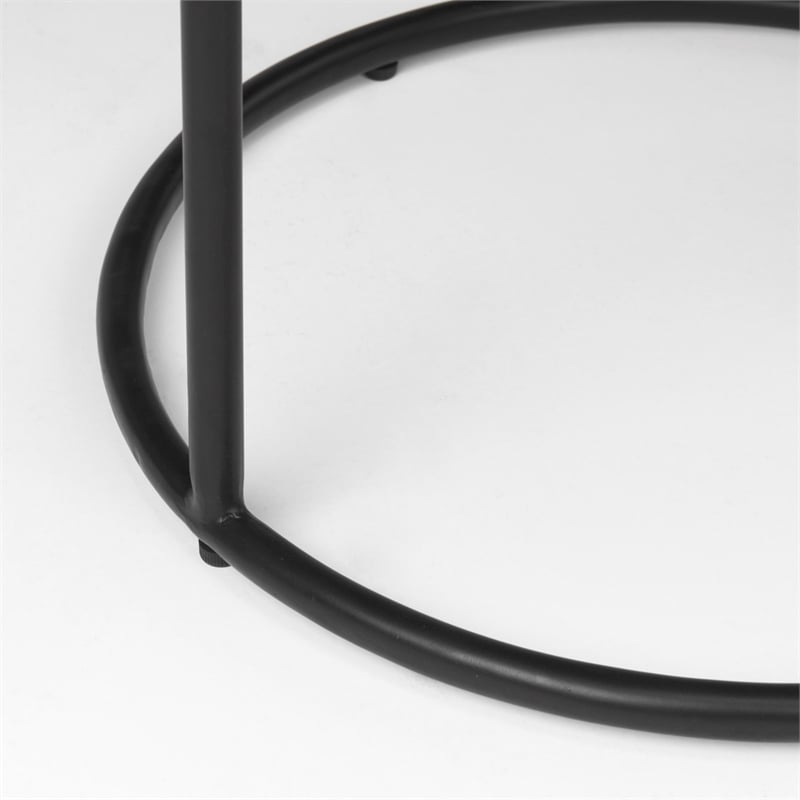 Pemberly Row 20.5Lx20.5Wx24.4H Brown Wood with Black Metal End Table