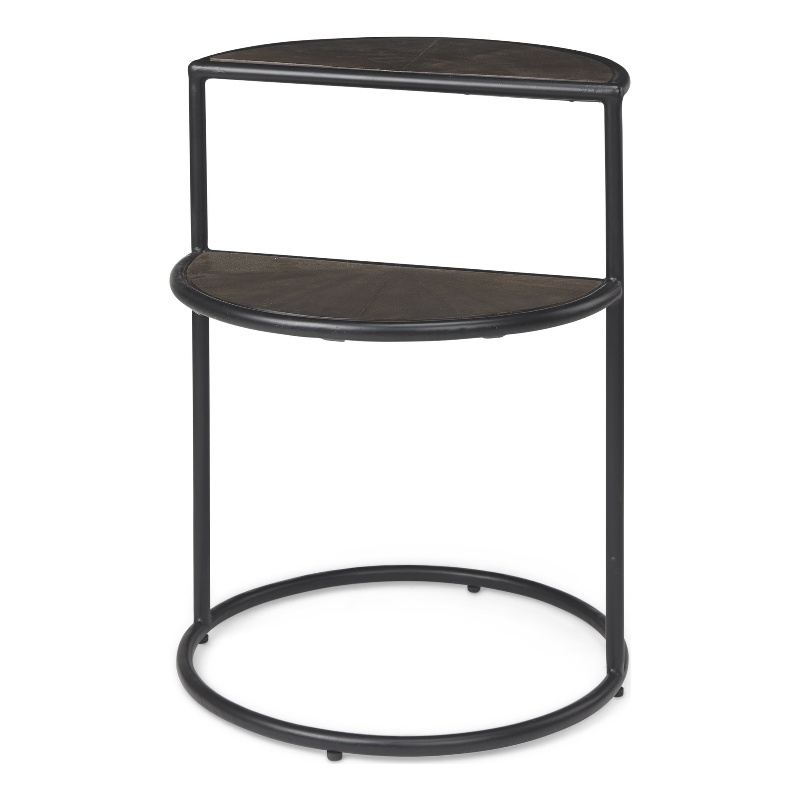 Pemberly Row 20.5Lx20.5Wx24.4H Brown Wood with Black Metal End Table